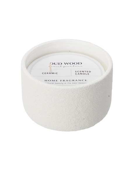 Κερί αρωματικό σε κεραμικό βαζάκι 390γρ. Ø12xY7εκ. λευκό/oud wood