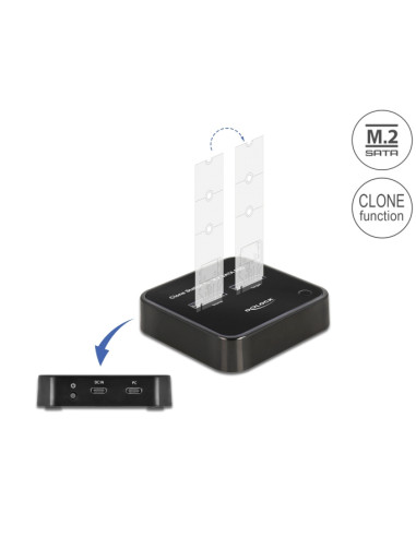 DELOCK docking station 64178, clone function, 2x M.2 SATA, 6Gbps, μαύρο