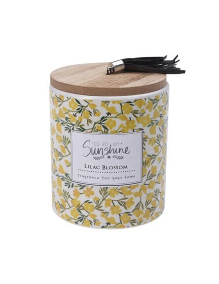 Κερί αρωματικό "Sunshine" με ξύλινο καπάκι Ø9xY11,7εκ. lilac blossom