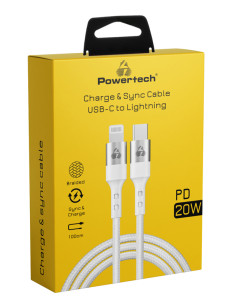 POWERTECH καλώδιο USB-C σε Lightning PTR-0127, PD 20W, copper, 1m, λευκό