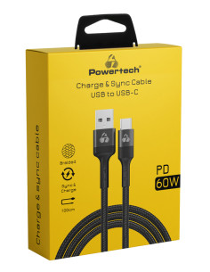 POWERTECH καλώδιο USB σε USB-C PTR-0128, PD 60W, copper, 1m, μαύρο