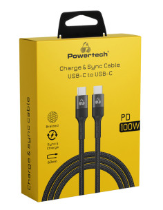 POWERTECH καλώδιο USB-C PTR-0133, PD 100W, copper, 60cm, μαύρο