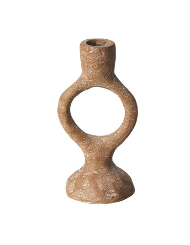 Κηροπήγιο αλουμινίου στρογγυλό στη βάση ανοιχτό καφέ Υ16,5εκ.