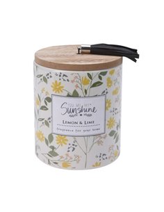 Κερί αρωματικό "Sunshine" με ξύλινο καπάκι Ø9xY11,7εκ. lemon - lime