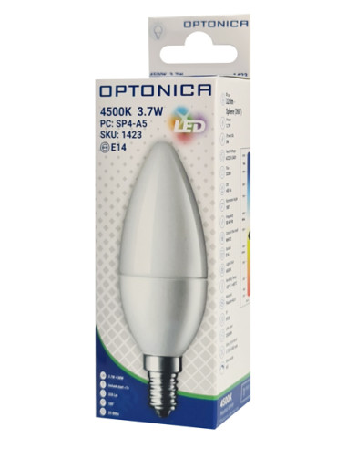 OPTONICA LED λάμπα candle C37 1423, 3.7W, 4500K, E14, 320lm