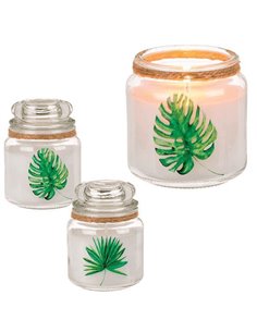 Διακοσμητικό κερί σε γυάλινο βάζο διάφορα σχέδια Υ10εκ.-Ø8εκ.