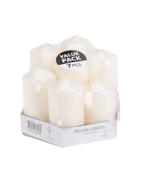 Σετ 7 κεριά λευκά άοσμα σε διάφορα μεγέθη
