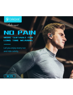 CELEBRAT earphones με θήκη φόρτισης W29, Open Wearable Stereo, μαύρα