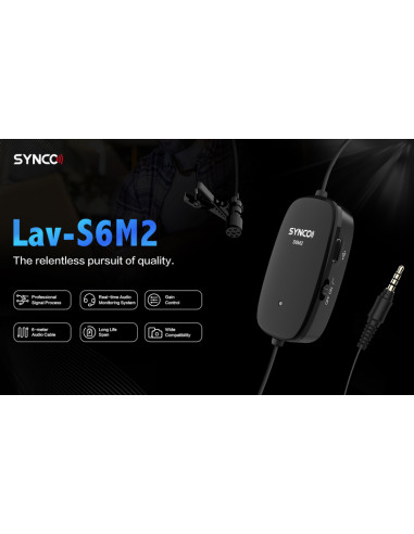 SYNCO μικρόφωνο Lav-S6M2, clip-on, omnidirectional, 3.5mm, 400mAh, μαύρο