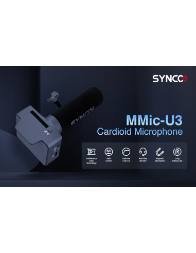 SYNCO μικρόφωνο SY-U3-MMIC με μαγνήτη, δυναμικό, καρδιοειδές, USB, μαύρο