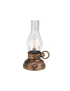 Φανάρι μεταλλικό με LED και dimmer χρυσό αντικέ 10,5×13,5×20,5εκ.