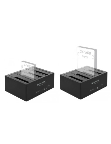 DELOCK docking station 64063, clone function, 4x HDD/SSD 6Gb/s, μαύρο