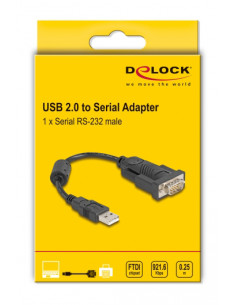 DELOCK αντάπορας USB σε RS-232 61549, 921.6Kbps, 0.25m, μαύρος