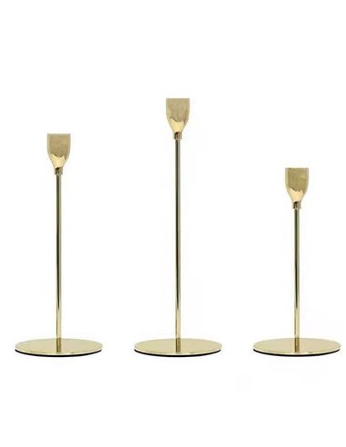 Κηροπήγια minimal σετ 3 τεμαχίων σε ροζ-χρυσό χρώμα, μεταλλικά