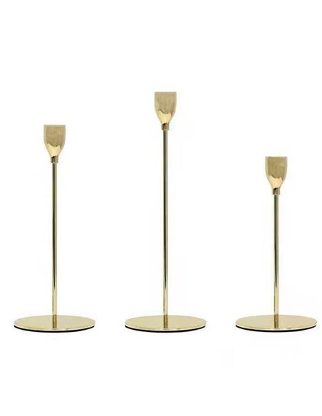 Κηροπήγια minimal σετ 3 τεμαχίων σε ροζ-χρυσό χρώμα, μεταλλικά