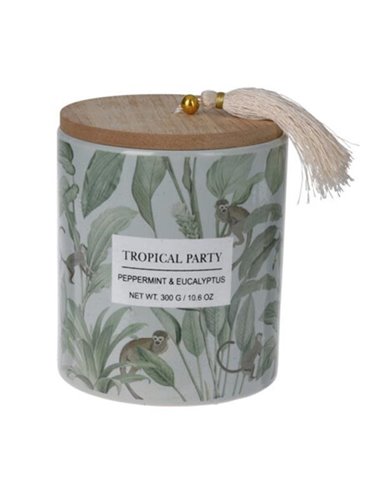 Κερί αρωματικό "Tropical Party" με ξύλινο καπάκι Ø9xY11,7εκ. peppermnint - eucalyptus