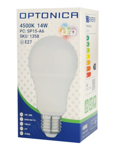 OPTONICA LED λάμπα A60 1358, 14W, 4500K, E27, 1380lm