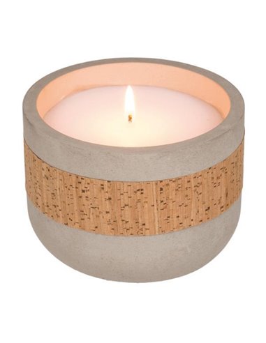 Κερί λευκό σε τσιμεντένιο βαζάκι με φελλό, Ø11,5xΥ8εκ.