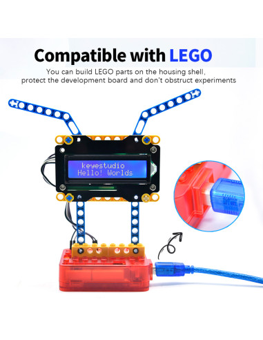 KEYESTUDIO θήκη για Arduino UNO R3 67800278, συμβατή με LEGO, λευκή