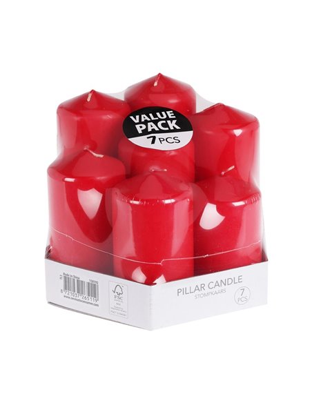 Σετ 7 κεριά κόκκινα άοσμα σε διάφορα μεγέθη