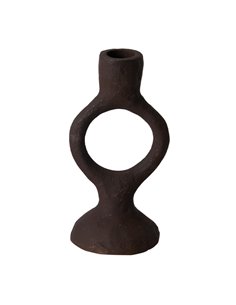 Κηροπήγιο αλουμινίου στρογγυλό στη βάση σκούρο καφέ Υ16,5εκ.