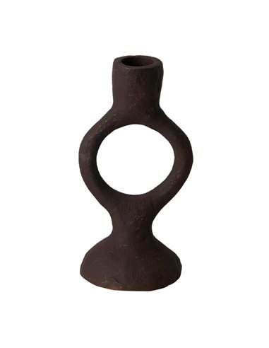 Κηροπήγιο αλουμινίου στρογγυλό στη βάση σκούρο καφέ Υ16,5εκ.