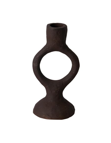 Κηροπήγιο αλουμινίου στρογγυλό στη βάση σκούρο καφέ Υ16,5εκ.