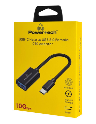 POWERTECH αντάπτορας USB-C σε USB 3.0 PTR-0146, 10 Gbps, γκρι