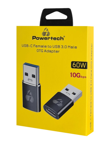 POWERTECH αντάπτορας USB 3.0 σε USB-C PTR-0147, 10 Gbps, 60W, γκρι