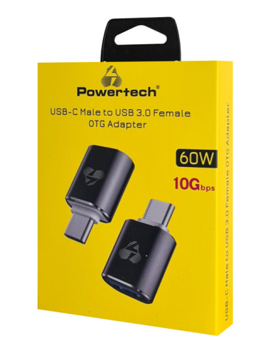 POWERTECH αντάπτορας USB-C σε USB 3.0 PTR-0148, 10 Gbps, 60W, γκρι