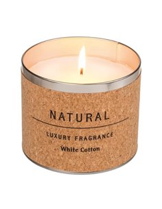 Λευκό αρωματικό κερί «λευκό βαμβάκι» σε βαζάκι με φελλό,  Ø12xΥ10εκ.
