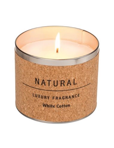 Λευκό αρωματικό κερί «λευκό βαμβάκι» σε βαζάκι με φελλό,  Ø12xΥ10εκ.