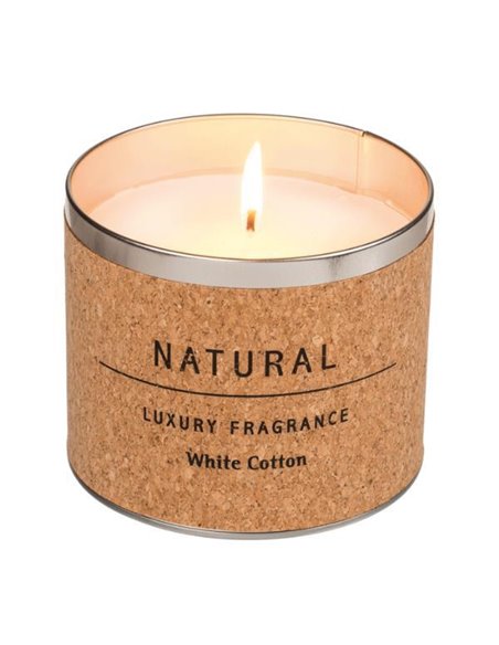 Λευκό αρωματικό κερί «λευκό βαμβάκι» σε βαζάκι με φελλό,  Ø12xΥ10εκ.