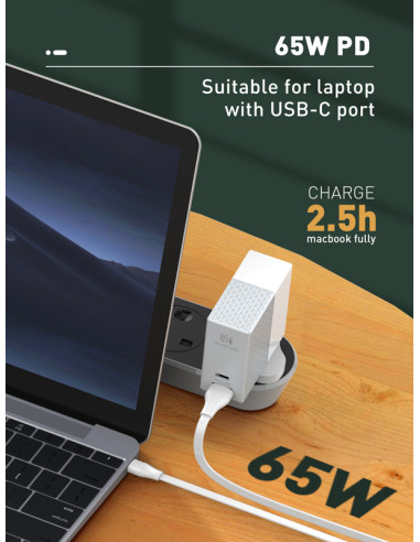 LDNIO καλώδιο USB-C σε USB-C LC131C, 65W PD, 1m, λευκό