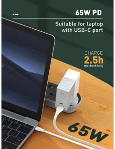 LDNIO καλώδιο USB-C σε USB-C LC132C, 65W PD, 2m, λευκό