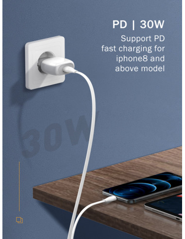 LDNIO καλώδιο Lightning σε USB-C LC131I, 30W PD, 1m, λευκό