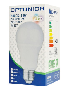 OPTONICA LED λάμπα A60 1357, 14W, 6000K, E27, 1380lm