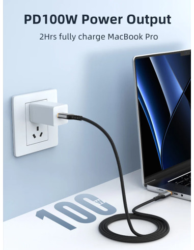 CABLETIME καλώδιο USB-C CT-CM100, 100W PD, 1m, μαύρο