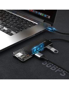 CABLETIME USB hub CT-HUBT2-PB, 4x θυρών, 5Gbps, USB σύνδεση, 1m, μαύρο