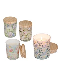 Αρωματικό κερί σε γυάλινο βαζάκι 7x9εκ. κοκτέηλ 4 σχέδια