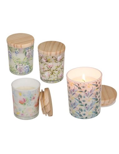 Αρωματικό κερί σε γυάλινο βαζάκι 7x9εκ. κοκτέηλ 4 σχέδια