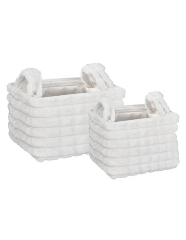 Καλάθια υφασμάτινα σετ 2τμχ λευκό λωρίδες