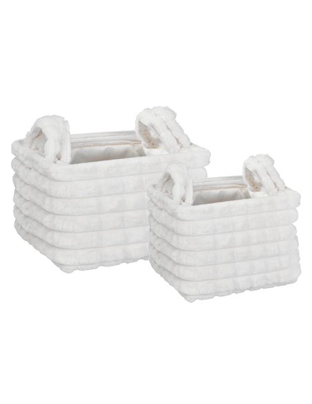 Καλάθια υφασμάτινα σετ 2τμχ λευκό λωρίδες