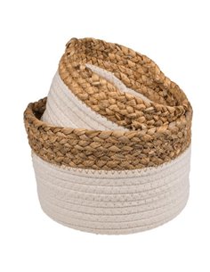 Σετ 2 ψάθινα καλάθια Ø20xΥ15εκ., Ø16xΥ13εκ.