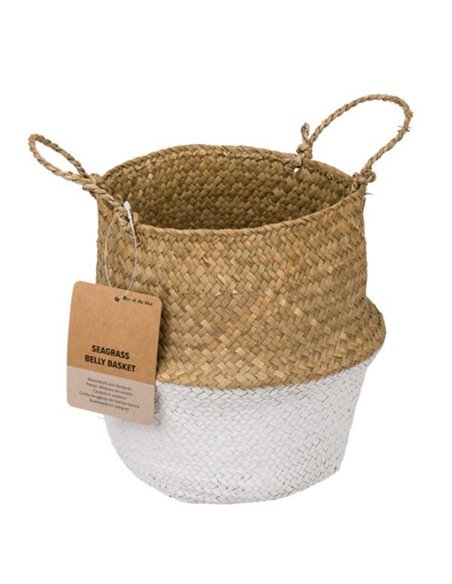 Ψάθινο καλάθι δίχρωμο Ø17xΥ20εκ.