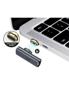 POWERTECH αντάπτορας USB-C PTH-108, μαγνητικός, 100W, 40Gbps, γκρι