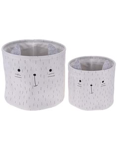 Καλάθια υφασμάτινα σετ 2 τμχ "Cat" Ø21εκ. - Ø29εκ.
