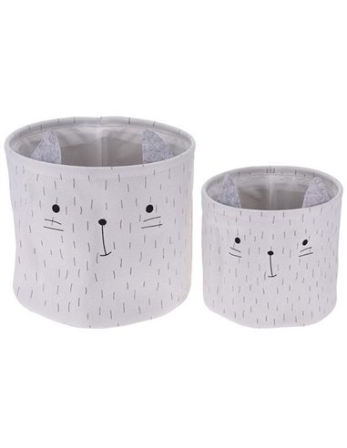Καλάθια υφασμάτινα σετ 2 τμχ "Cat" Ø21εκ. - Ø29εκ.