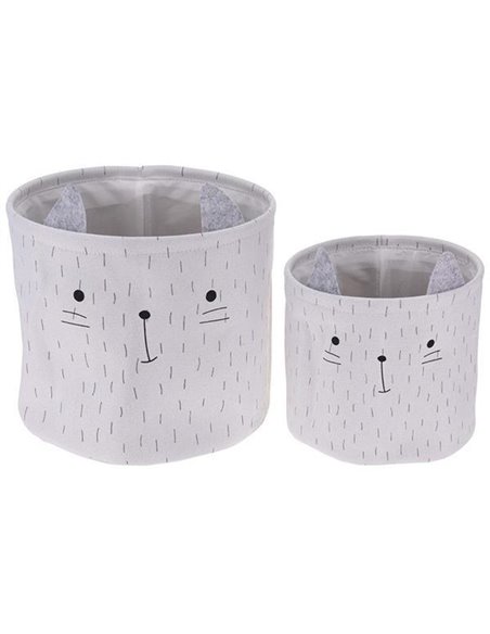 Καλάθια υφασμάτινα σετ 2 τμχ "Cat" Ø21εκ. - Ø29εκ.