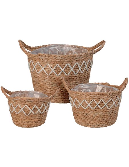 Καλάθι ψάθινο,Υ18.5x Ø23εκ. Μεσαίο